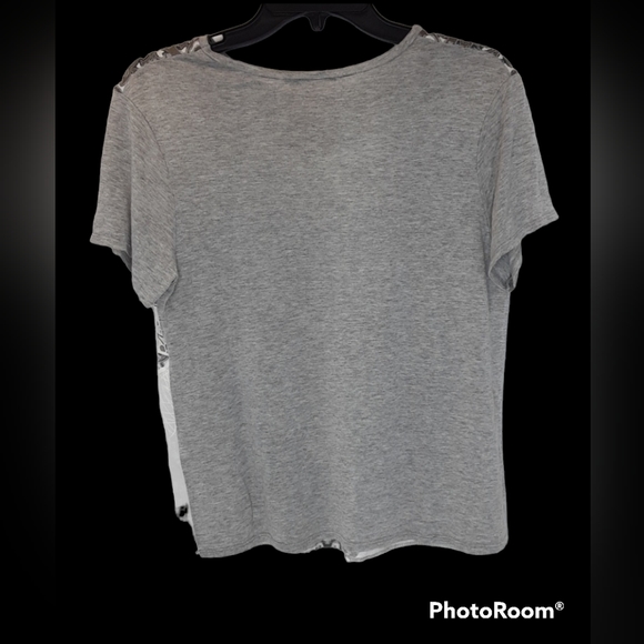 Zara grey white floral semi sheer lace tshirt Size small - Picture 2 of 4